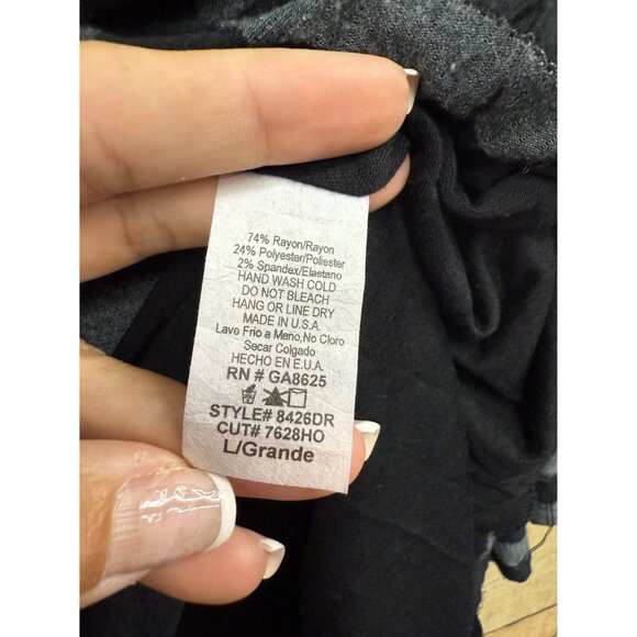 Sleeveless Black & Gray Striped Cowl Neck Tunic Top L - Picture 3 of 6